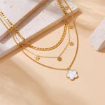 Three Layer Flower Shell Necklace