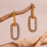 Paper Clip Zirconia Earring