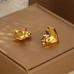 Gold Heart Design Earrings