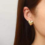 Gold Heart Design Earrings