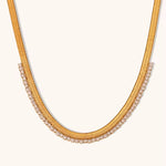 Zirconia Fishbone Choker Necklace