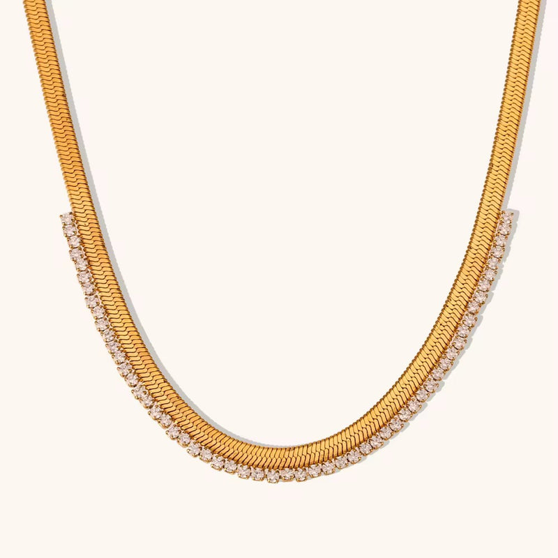 Zirconia Fishbone Choker Necklace