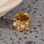 Natural Pearl Band Adjustable Ring
