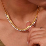 Zirconia Fishbone Choker Necklace