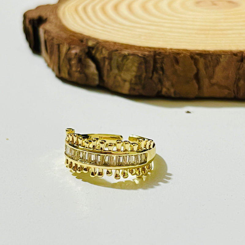 Gilded Cascade Adjustable Ring