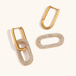 Paper Clip Zirconia Earring