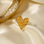 Hammered Heart Adjustable Ring