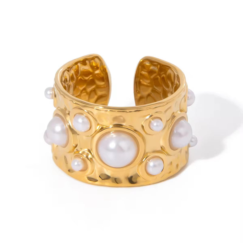 Natural Pearl Band Adjustable Ring