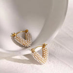 Pearl Heart Hoop Earring