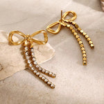 Zirconia Dangling Bow Earring
