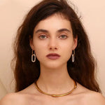 Paper Clip Zirconia Earring