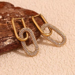 Paper Clip Zirconia Earring