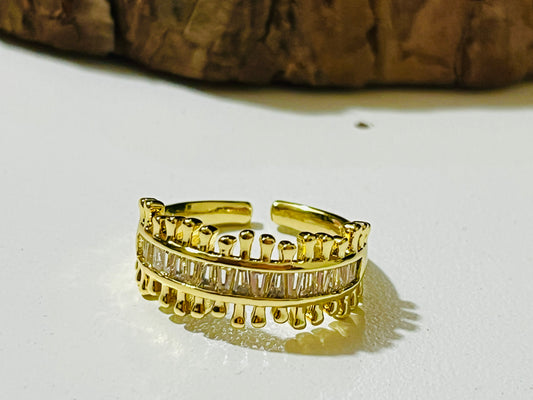 Gilded Cascade Adjustable Ring