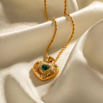 Green Zirconia Heart Necklace