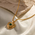 Green Zirconia Heart Necklace