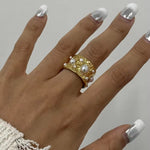 Natural Pearl Band Adjustable Ring