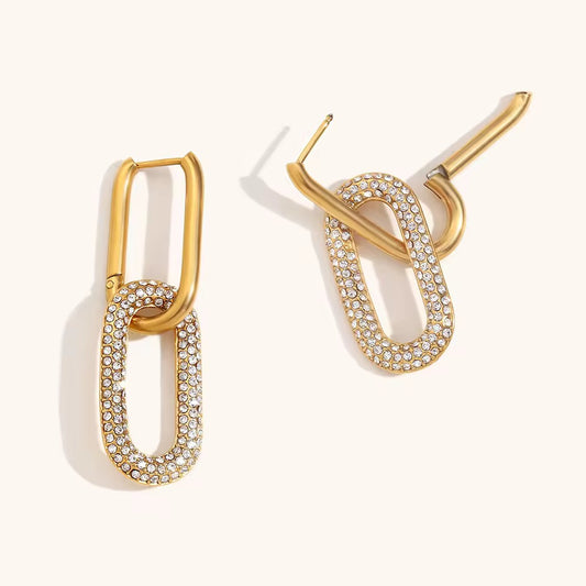 Paper Clip Zirconia Earring