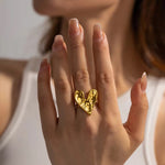 Hammered Heart Adjustable Ring