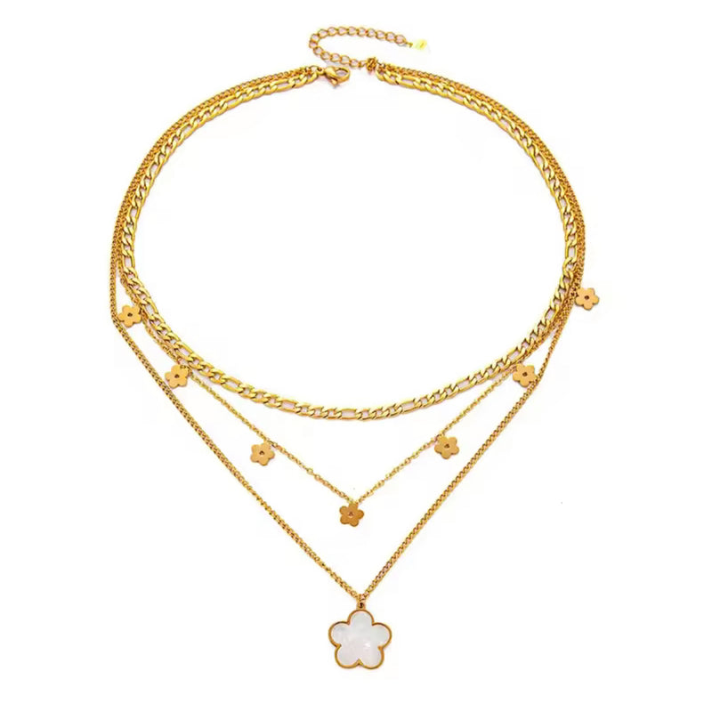 Three Layer Flower Shell Necklace