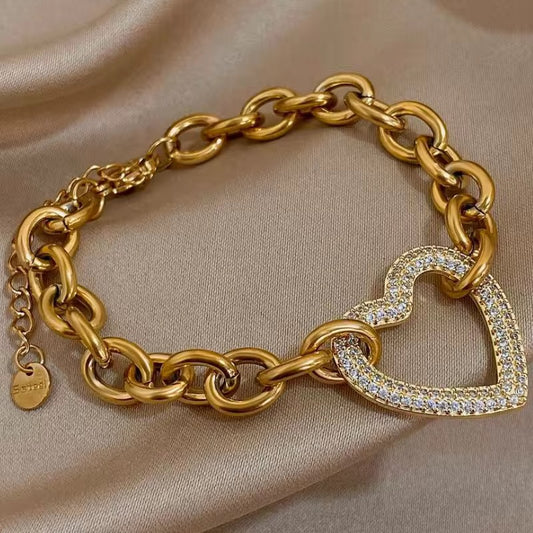 Crystal Heart Chain Bracelet
