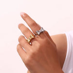 Zirconia Bowknot Gold Adjustable Ring