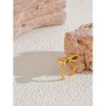 Zirconia Bowknot Gold Adjustable Ring