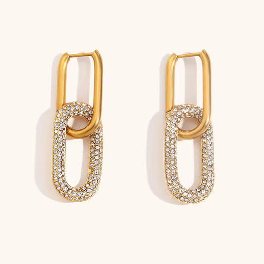 Paper Clip Zirconia Earring