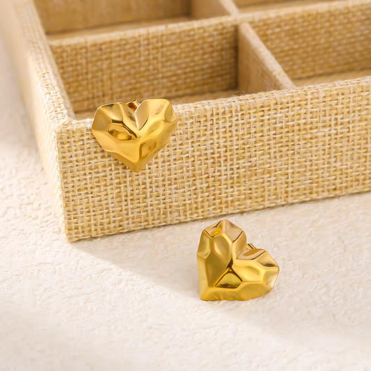 Gold Heart Design Earrings
