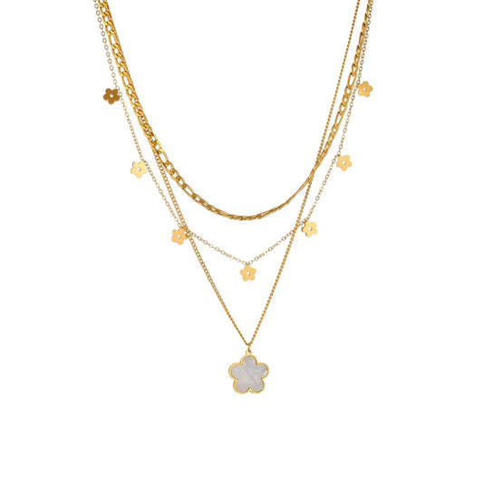 Three Layer Flower Shell Necklace
