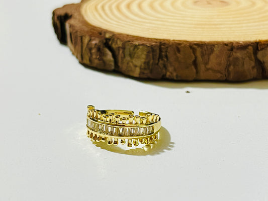 Gilded Cascade Adjustable Ring