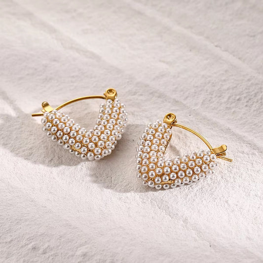 Pearl Heart Hoop Earring