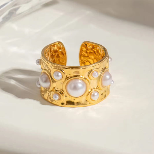 Natural Pearl Band Adjustable Ring