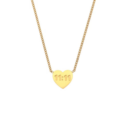 Heart 11 11 Chain Necklace