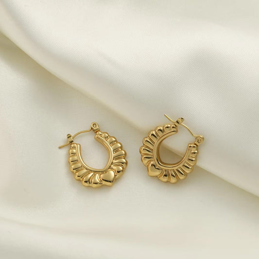 Medium Textured Hoop Earrings
