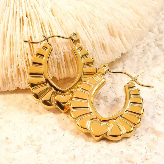 Medium Textured Hoop Earrings