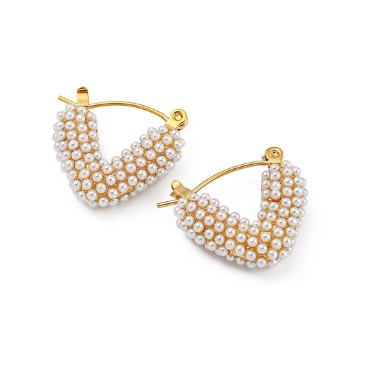 Pearl Heart Hoop Earring