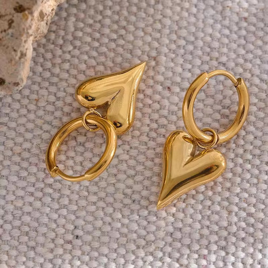 Heart Shaped Drop Earrings