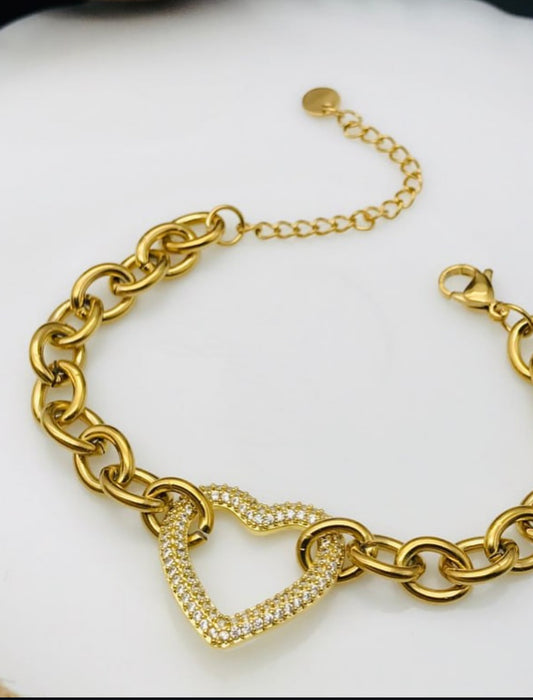 Crystal Heart Chain Bracelet