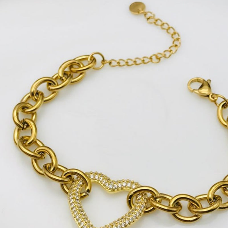 Crystal Heart Chain Bracelet